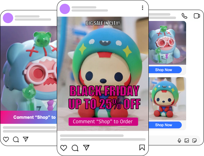 Facebook & Instagram Shop Shoppable Post allows your audiences to shop for the items that are featured on the post and checkout natively within the app. No native Instagram/Facebook shop required.